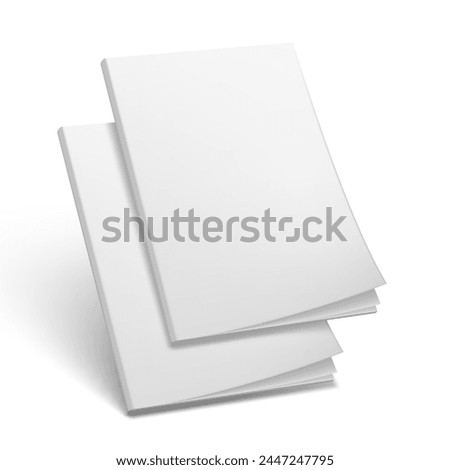 3D Two Blank Magazine With Soft Cover Isolated On White Background. EPS10 Vector