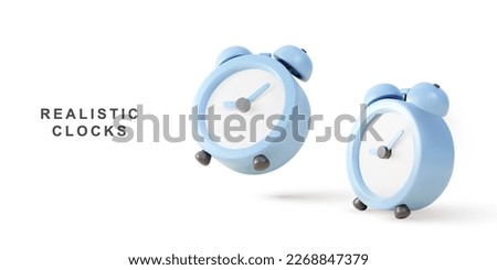 3d two blue realistic clock. Vector illustration.