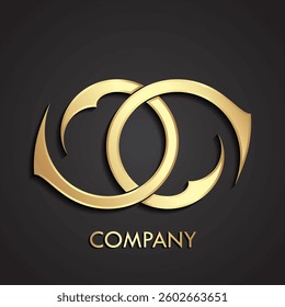 3d two gold ornamental rings logo