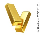 3d two golden bar isolated on white background. Realistic golden bar