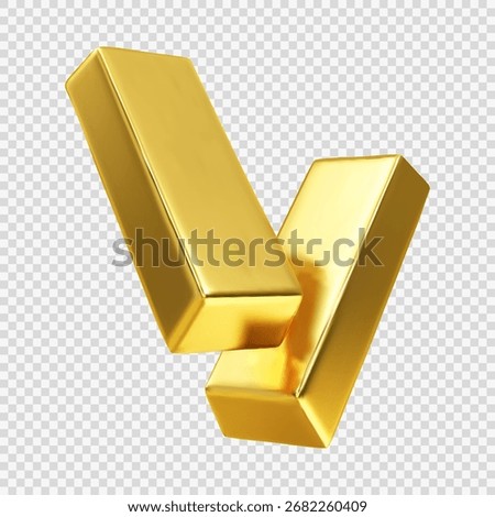 3d two golden bar isolated on a transparent background. Realistic golden bars