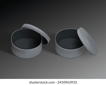 3D Two Gray Round Paper Boxes Isolated On White Background. EPS10 Vector