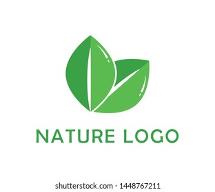 3D Two leaf logo design template element  green logo vector