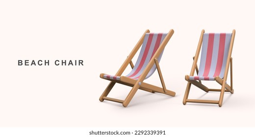 3D two realistic beach chair. Vector illustration.