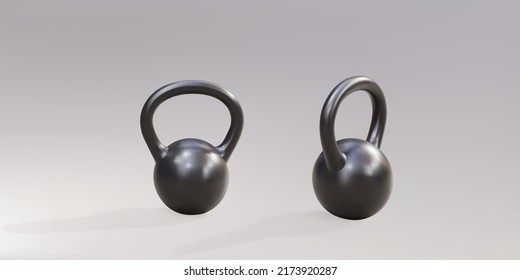 3d two realistic black heavy weights isolated on grey background. Vector illustration.