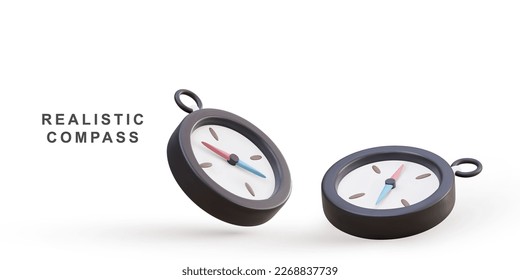 3d two realistic compass. Vector illustration.