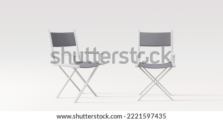 3d two realistic producer chair, director chair, on a grey  background. Vector illustration.