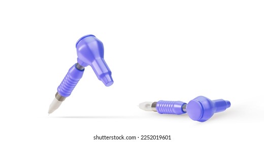 3d dos tatuajes realistas con elementos azules sobre fondo blanco. Ilustración vectorial.