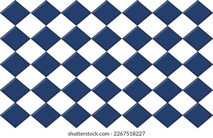 3D two tone blue diamond checkerboard repeat pattern, replete image, design for fabric printing