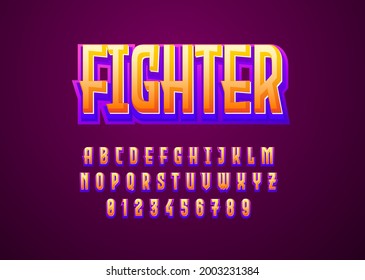 3d typeface game logo title text effect. Custom font alphabet letter and number