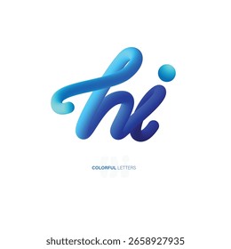 Tipografía 3D 'Hi' en azul degradado