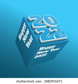 3D Typography number of 2022 on cube vector illustration. Happy new year 2022 design template