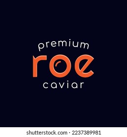 3d typography premium roe caviar iconic logo design vector illustration with elegant, modern and luxury styles isolated on dark background. 