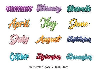 3.ª tipografía y colección de efectos de texto de meses