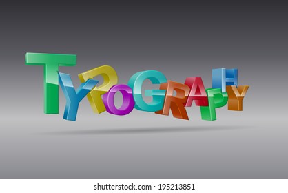3D Typography Text in many colors on a dark background (EPS10 Vector)