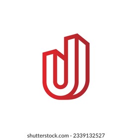3d u initial company logo vector image