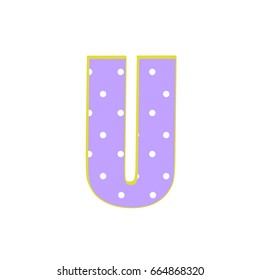 3d U letter with polka dots isolated on white background Vector illustration