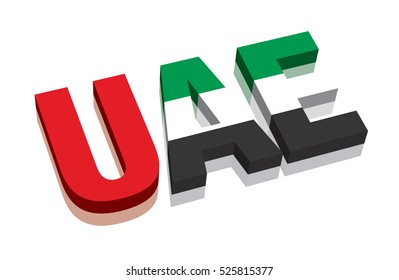 3D UAE United Arab Emirates Word Text Flag (letters)