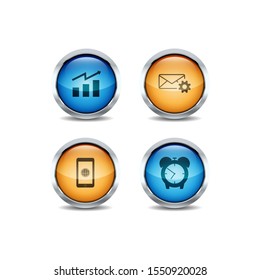 3D ui Circle button Icon Set Vector. Shiny circle button style vector icon set design image