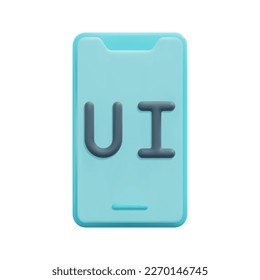 3d ui en el vector de iconos móviles. Aislado sobre fondo blanco. 3d ux y ui concepto. Dibujo de estilo mínimo. Ilustración del vector de icono 3d.