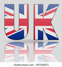 3D UK  word with British flag
