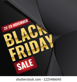 3d unfolding black paper wrapper revealing amazing Black Friday typography design banner