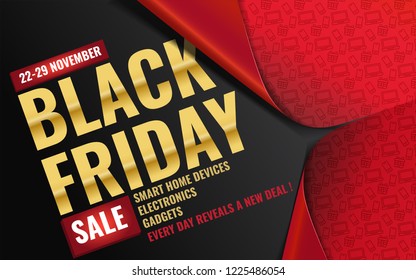 3d unfolding red paper wrapper revealing amazing Black Friday typography design banner