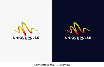 3D Unique Pulse in elegant logo style vector, Unique Vibe logo template collection