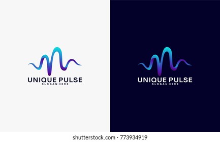 3D Unique Pulse in elegant logo style vector, Unique Vibe logo template collection