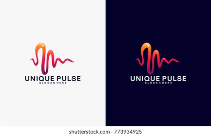 3D Unique Pulse in elegant logo style vector, Unique Vibe logo template collection
