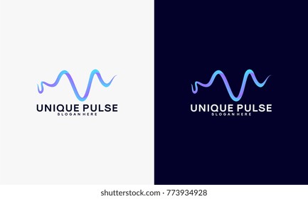3D Unique Pulse in elegant logo style vector, Unique Vibe logo template collection