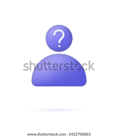 3D Unknown person icon. Anonymous concept. Question mark. Human silhouette. Trendy and modern vector in 3d style