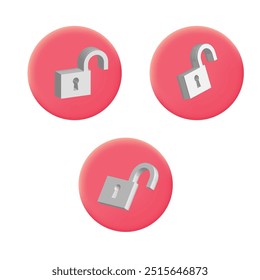 3d unlock icon vector concept. Trendy modern design illustration isolated