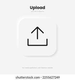 3D upload download button icon. Upload icon. Down arrow bottom side symbol. Click here button. Save cloud icon push button for UI UX, website, mobile application.