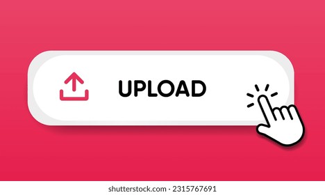 3D upload download button icon. Upload icon. Down arrow bottom side symbol. Click here button. Save cloud icon push button for UI UX, website, mobile application.