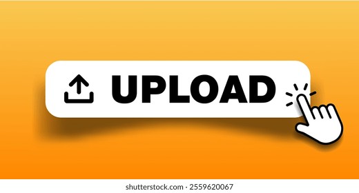 3D upload download button icon. Upload icon. Down arrow bottom side symbol. Click here button. Save cloud icon push button for UI UX, website, mobile application.