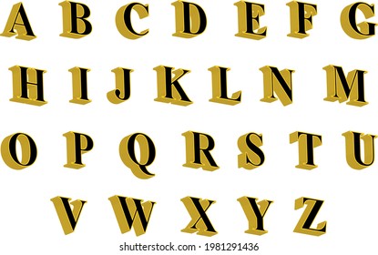 3D upper case alphabet illustration