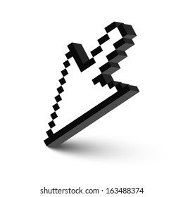 3D upside-down mouse arrow cursor with shadow 
