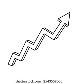 3d Upward arrow graph showing rising trend symbolizing growth and progress. Graphical representation profit, performance, positive, or success of growth. Vector illustration
