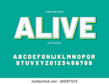 3d urban style with white and green color font alphabet