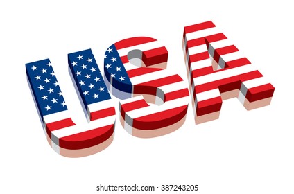 3D USA with American flag Word Text (letters)