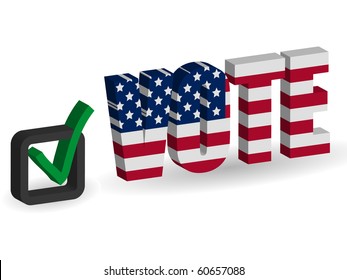 3d USA flag Vote with checkbox