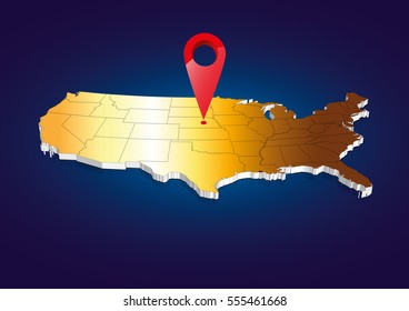 3D USA State map