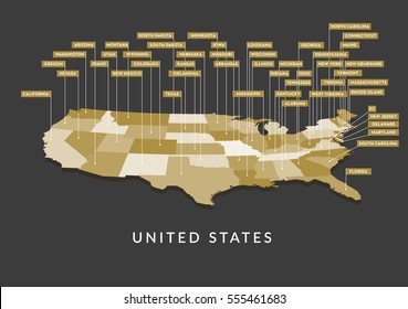 3D USA State map
