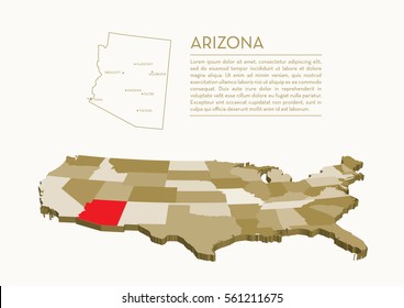 3D USA State map - ARIZONA