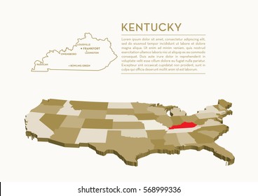 3D USA State map - KENTUCKY