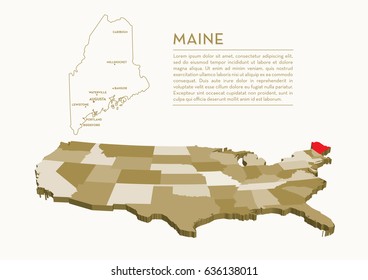 3D USA State map MAINE