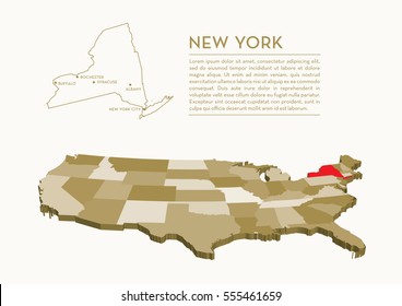 3D USA State map - NEW YORK