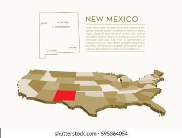 3D USA State map - NEW MEXICO