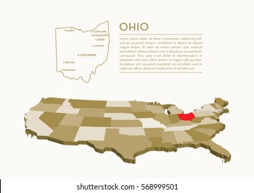 3D USA State map - OHIO